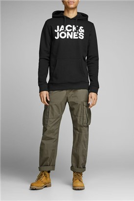 JACK & JONES Black Logo Hoody