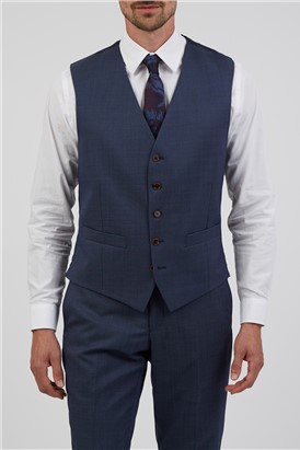  Navy Blue Pin Dot Waistcoat