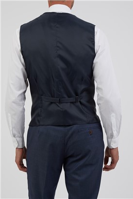  Navy Blue Pin Dot Waistcoat