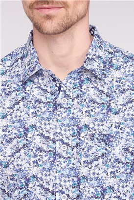  Blurred Floral Print Smart Casual Shirt