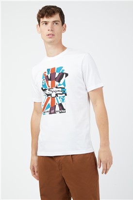  White Collage Union Jack Graphic T-Shirt