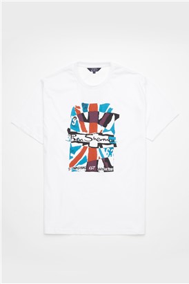  White Collage Union Jack Graphic T-Shirt