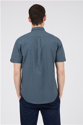  Sea Blue Short Sleeve Gingham Shirt