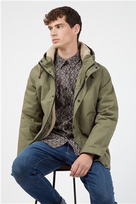  Camouflage Green Modern Cropped Parka