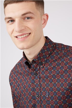  Long Sleeve Foulard Print Shirt