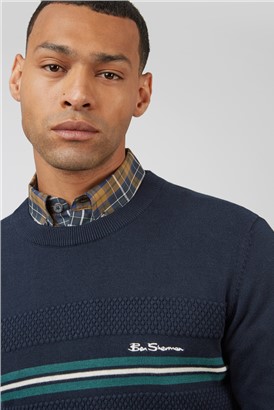  Chest Stripe Crew Neck Jumper