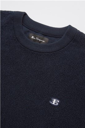   Towelling Texture Crew Neck Jumper