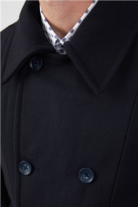  Regular Fit Wool Blend Melton Pea Coat