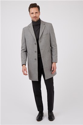  Regular Fit Light Grey Overcoat