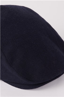  Navy Melton Flat Cap