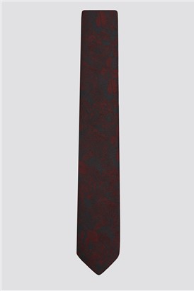  Burgundy Sketch Hawaiian Floral Tie