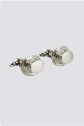  Silver Metal Top Hat Novelty Cufflinks