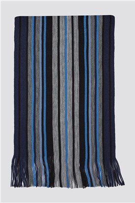  Blue, Black & Grey Stripe Scarf