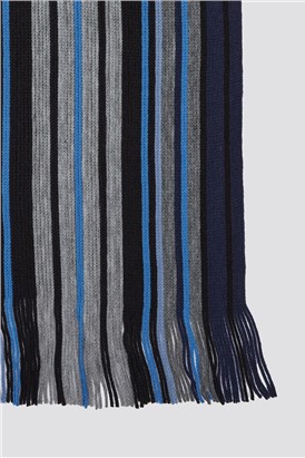  Blue, Black & Grey Stripe Scarf