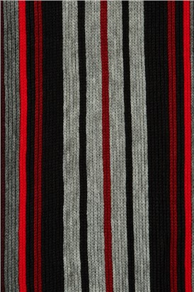  Red, Black And Grey Stripe Scarf