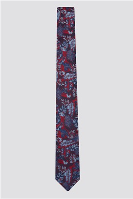  Red Tonal Leaves Tie