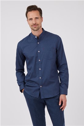  Blue Grandad Collar Shirt