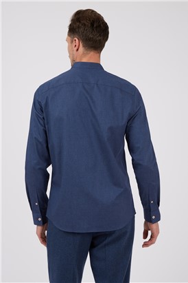  Blue Grandad Collar Shirt