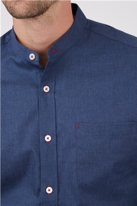  Blue Grandad Collar Shirt