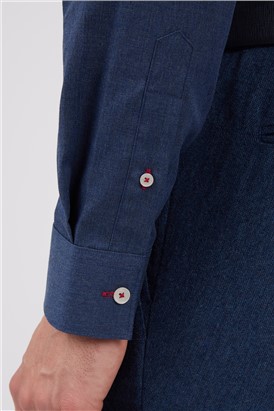  Blue Grandad Collar Shirt