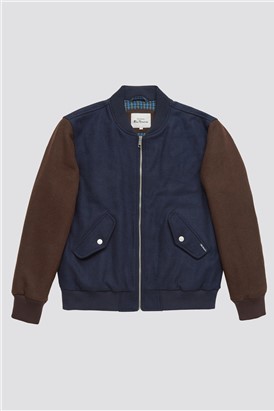  Colour Block Wool Bomber Jacket