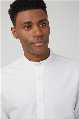  Long Sleeved Grandad Collar Oxford Shirt