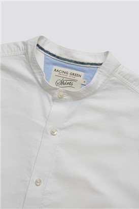  Long Sleeved Grandad Collar Oxford Shirt