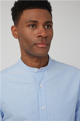  Long Sleeved Grandad Collar Oxford Shirt