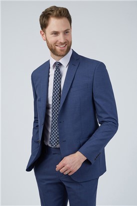  Tailored Fit Blue Semi Plain Suit Jacket