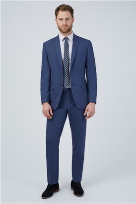  Tailored Fit Blue Semi Plain Suit Jacket