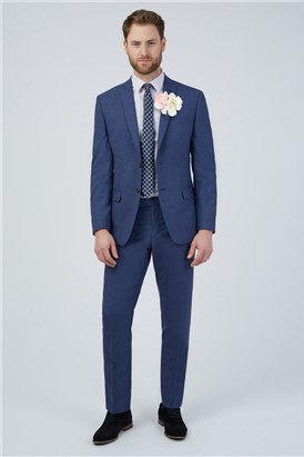  Tailored Fit Blue Semi Plain Suit Jacket