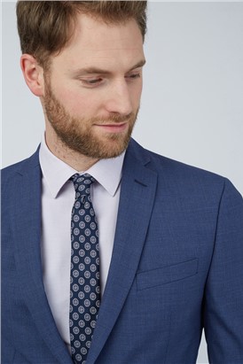  Tailored Fit Blue Semi Plain Suit Jacket