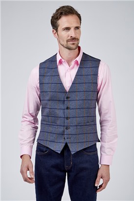  Blue Check Tweed Waistcoat