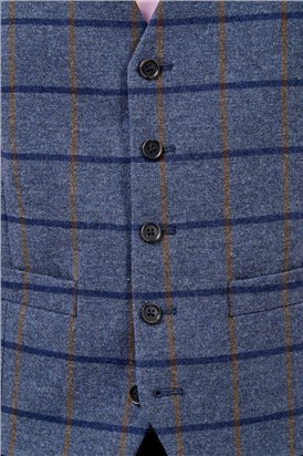  Blue Check Tweed Waistcoat