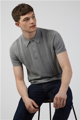  Short Sleeve Knitted Textured Polo Shirt