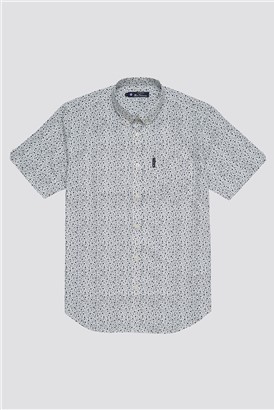  Regular Fit Short Sleeve Irregular Spot Print Shirt