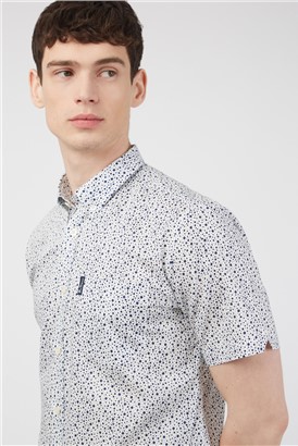  Regular Fit Short Sleeve Irregular Spot Print Shirt