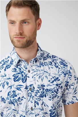  Blue Floral Print Shirt