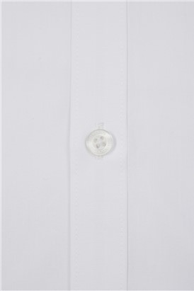  Regular Fit Double Cuff Point Collar White Poplin Shirt