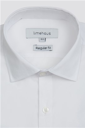  Regular Fit Double Cuff Cutaway Collar White Poplin Shirt