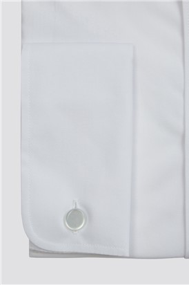  Regular Fit Double Cuff Cutaway Collar White Poplin Shirt