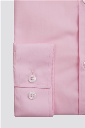  Tailored Fit Single Cuff Pink Poplin Shirt