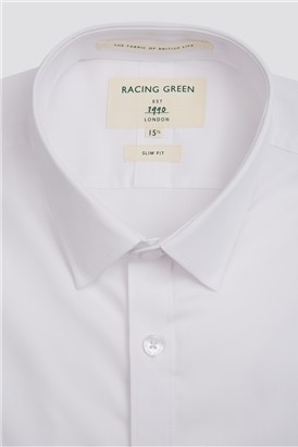  Slim Fit Single Cuff White Stretch Shirt