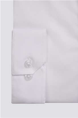  Slim Fit Single Cuff White Stretch Shirt