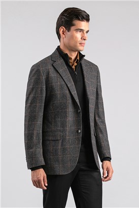  Regular Fit Dark Grey Checked Blazer