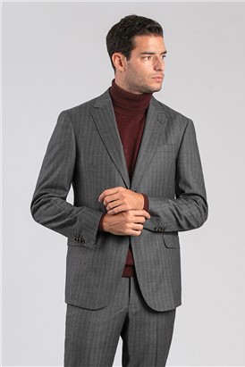  Tailored Fit Dark Grey Stripe Blazer