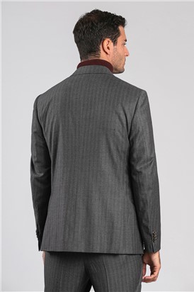  Tailored Fit Dark Grey Stripe Blazer