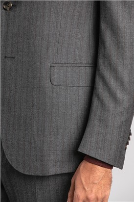  Tailored Fit Dark Grey Stripe Blazer