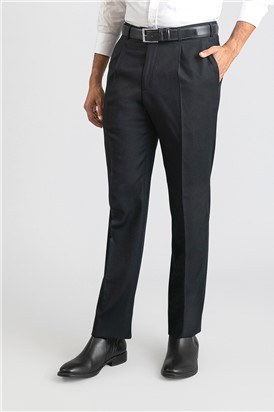  Regular Fit Black Single Pleat Trousers