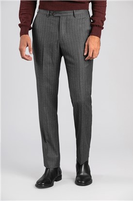  Tailored Fit Dark Grey Stripe Trousers